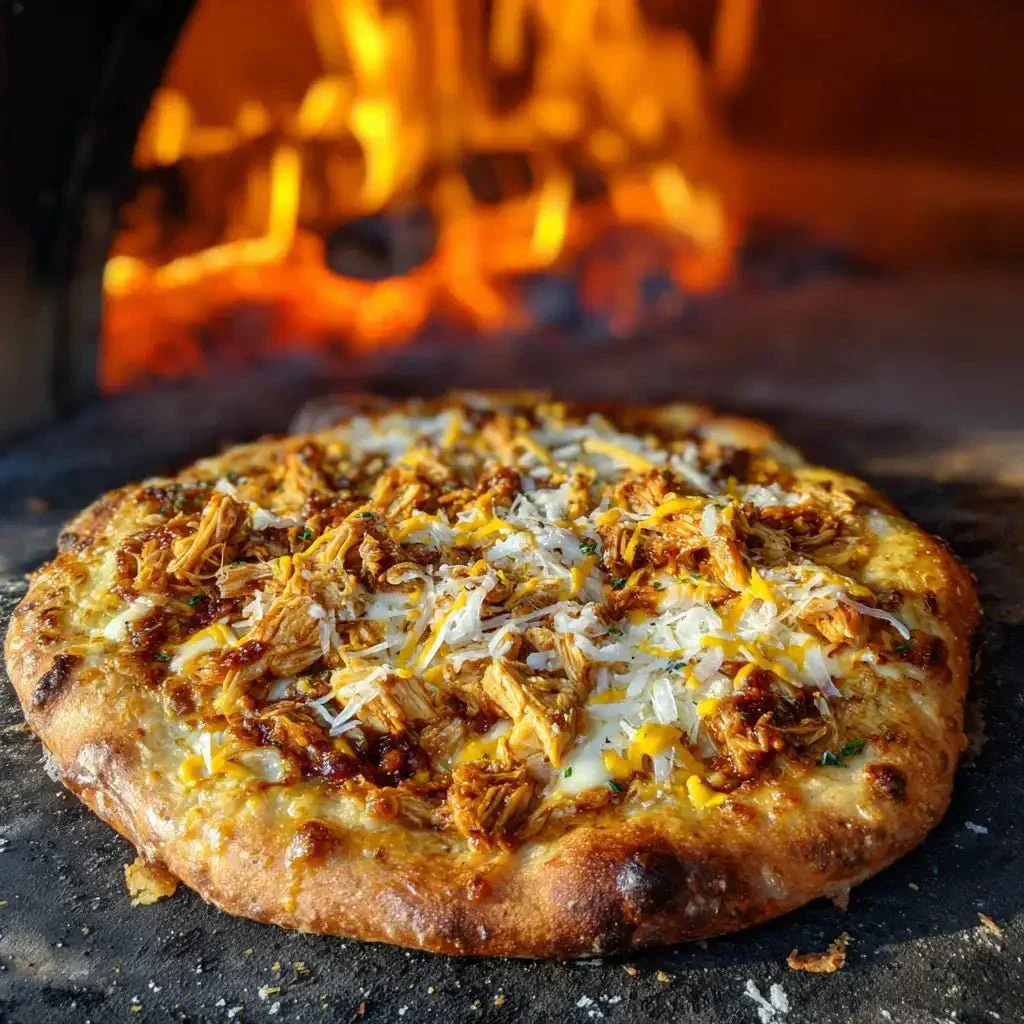 Grilled BBQ chicken pizza with bacon